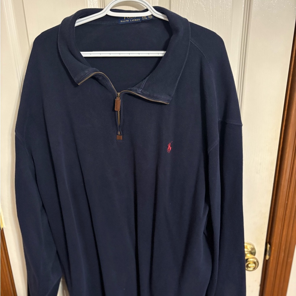 Ralph Lauren Dark Blue Quarter-Zip with Pink Emblem